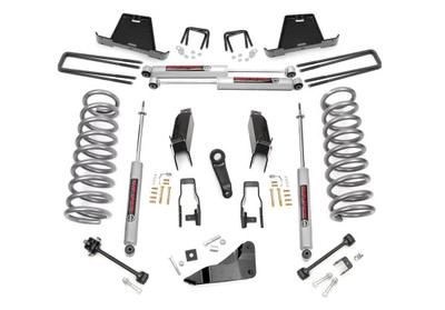 This 5in kit now includes our critically acclaimed N3 Shock Absorbers at no additional cost! Our N3 shocks are custom tuned specifically for this application - meaning you get a shock designed specifically for the weight and maneuverability of your truck. Incorporating "Velocity Sensitive Valving" technology, these shocks utilize a 10-stage variable valving process that allows for a super smooth highway ride and outstanding control in rugged off road situations from the same shock, with no need for further adjustment.\\
Featuring a brand-new control arm solution, our new Dodge 2500 Control Arm Drop Bracket System improves driveline geometry. By utilizing a set of beefy drop brackets we've eliminated the steep mounting angle often seen on 5in and larger kits. By mounting your stock arms to the reduced angle provided by our Drop Bracket System, you'll gain better ride quality and better caster angle for increased drivability.