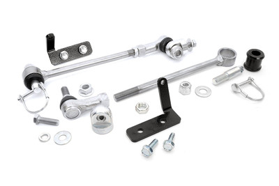 Sway-bar quick disconnects give your Jeep better articulation off road with the pull of a pin, but allows you to keep on road handling and stability. Our new links fold up and secure out of the way when not in use.