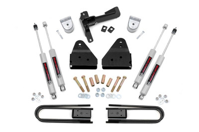 Give your 11-16 Ford Super Duty an impressive upgrade, front to back with Rough CountryΓÇÖs 3" Suspension Lift Kit! This easy-to-install lift kit raises the front of your vehicle to be equal height with the rear for a leveled, better-than-stock look that gives an improved ride height and more aggressive appearance.\
This kit features a set of front, lifted coil spring spacers you gain additional ride height without sacrificing ride quality or performance. A set of radius arm drop brackets as well as a track bar drop bracket are provided to keep everything at optimum angles for a factory-like ride, even after lifting.\
A set of Rough Country's premium N3 shocks are also included. These fine tuned 10-stage variable high-pressure Nitrogen charged shocks offer a fantastic blend of off-road action and smooth highway ride quality. With a durable 18mm spring-loaded piston rod and faster-cooling 54mm shock body.\
Get the wheels you want! Rough Country's 3" Suspension Lift Kit comes with everything you need to fit up to a 35" tire with proper wheel backspacing.\
Best of all, Rough Country's 3" Suspension Lift Kit is backed by our Lifetime Replacement Warranty.