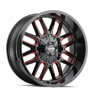Mayhem 8107 Cogent 22x10 / 8x170 BP / -19mm Offset / 125.2mm Hub Gloss Black Milled Prism Red Wheel - 8107-22170BTR Photo - Primary