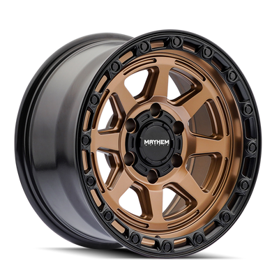 Mayhem 8306 Ridgeline 17x8.5 / 6x135 BP / -6mm Offset / 87.1mm Hub Satin Bronze/Black Lip Wheel - 8306-7836BZ Photo - Primary