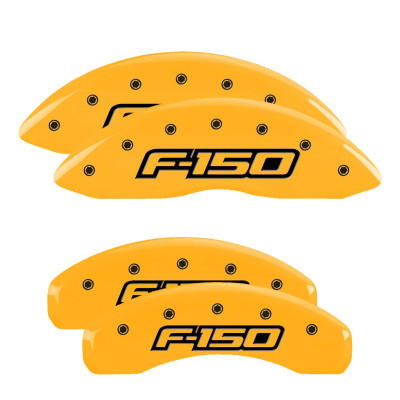 MGP 4 Caliper Covers Engraved Front & Rear Oval Logo/Ford Yellow Finish Black Char 2013 Ford F-150 - 10219SF15YL Photo - Primary