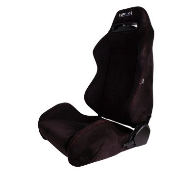 NRG Sport Seats (Pair) Type-R Suede w/NRG Logo - Black w/Red Stitching - RSC-220L/R Photo - Primary