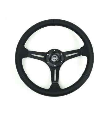 NRG Reinforced Perforated Leather Racing Steering Wheel 350mm / 2.5in Deep / 4mm Matte Black Spoke - RST-030PR-BK Photo - Primary