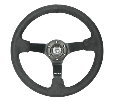 NRG Reinforced Steering Wheel (350mm / 3in. Deep) Blk Alcantara w/ Blk Stitching - Matte Black Spoke - RST-036MB-SA User 1
