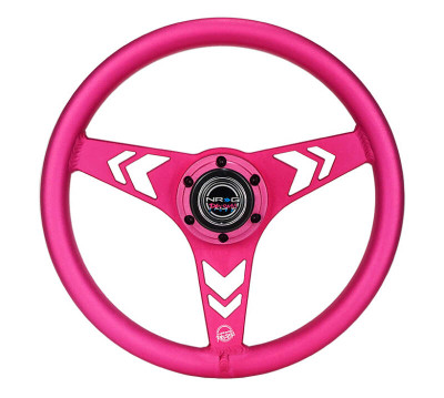 NRG Aluminum Steering Wheel 330mm - Arow Cutout - Ergonomic Grip - Anadized Pink - RST-070-PK Photo - Primary