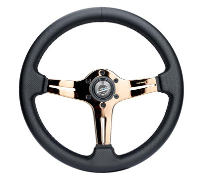 NRG Light Weight Gaming Steering Wheel - Blitz 350mm 3 Rose Gold Spokes Slits - Leather - No Dish - ST-018RG-PR Photo - Primary