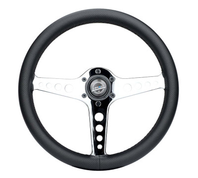 NRG Light Weight Gaming Steering Wheel - Driftz 350mm 3 Chrome Spokes Perforated Leather - ST-034CH-PR Photo - Primary