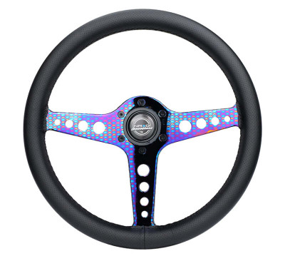 NRG Light Weight Gaming Steering Wheel - Driftz 350mm 3 NeoChrome Spokes Perforated Leather - ST-034MC-PR Photo - Primary