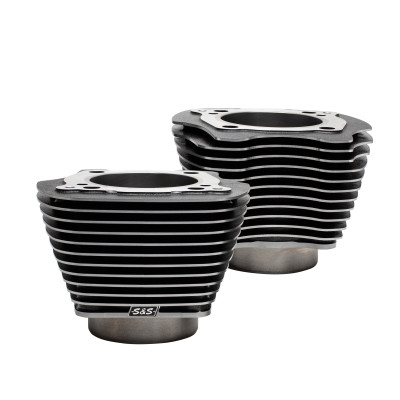 S&S Cycle 2017+ M8 Models 4.250in Bore 4.840in Big Bore Cylinder Set - Black Granite w/ Highlight - 910-0739A Photo - Primary