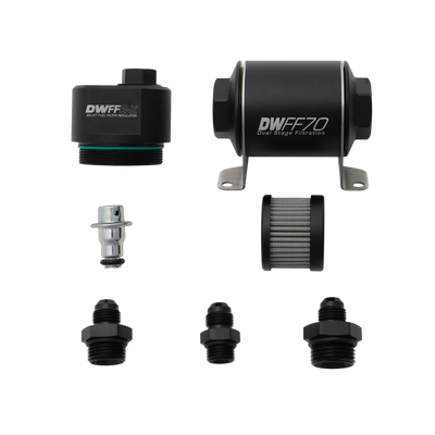 DeatschWerks DWFFR-X 70mm Billet Fuel Filter Regulator - 10 Micron with 6AN Fittings - 8-FFR-070-010K-6 Photo - Primary
