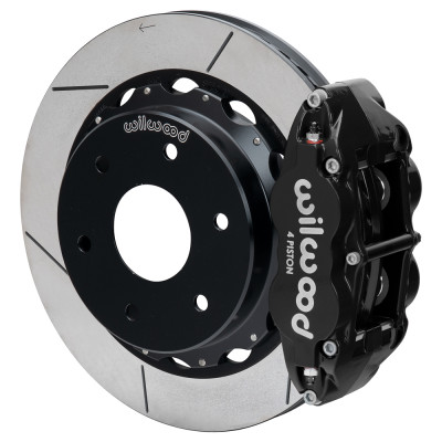 Wilwood 03-08 Audi A4 Forged Narrow Superlite 4R Rear Big Brake Kit 12.88in Slot Rotor - Black - 140-18151 Photo - Primary