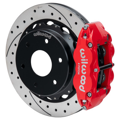 Wilwood 03-08 Audi A4 FNSL4R Rear Big Brake Kit 12.88in Drilled & Slotted Rotor - Red - 140-18151-DR Photo - Primary