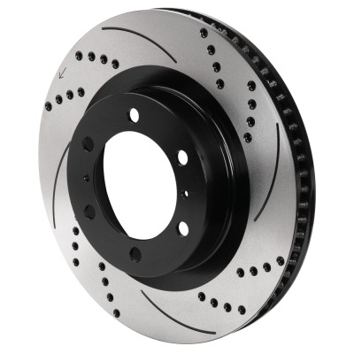 Wilwood 6x5.5 SRP Drilled & Slotted Black Electro Coat Rotor LH - 160-17119-BK Photo - Primary
