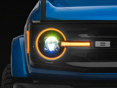 Raxiom 21-26 Ford Bronco LED Halo Headlights with Amber Backlight- Black Housing- Clear Lens - FB48241 Photo - Primary