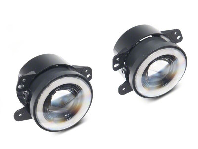 Raxiom 07-18 Jeep Wrangler JK V2 LED Switchback Fog Lights with Amber Turn Signal and Halo Rings - J238999 Photo - Primary