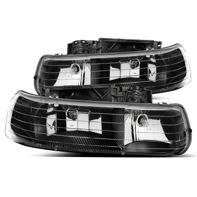 Raxiom 99-02 Chevrolet Silverado 1500 Axial Series Euro Headlights- Black Housing- Clear Lens - S112707 Photo - Primary