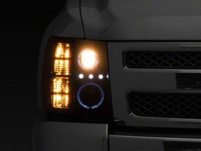 Raxiom 07-13 Chevrolet Silverado 1500 LED Halo Projector Headlights- Black Housing- Clear Lens - S112713 Photo - Primary