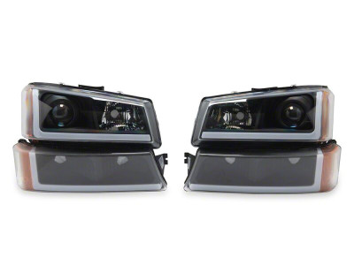 Raxiom 03-06 Chevrolet Silverado 1500 LED LightBar OE Proj Headlights/Bumper Lights- Black - Clear - S169258 Photo - Primary