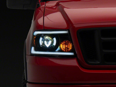 Raxiom 04-08 Ford F-150 Axial Series LED Proj Headlights/Seq LED Bar- Black- Clear Lens - T566366 Photo - Primary