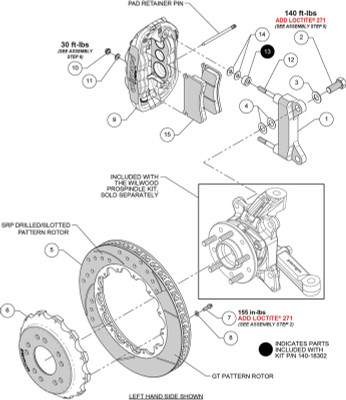 Wilwood kit front XRS6R wwe C10 alum pro spindle 14.00 rotor GT red - 140-18302-R Photo - Primary