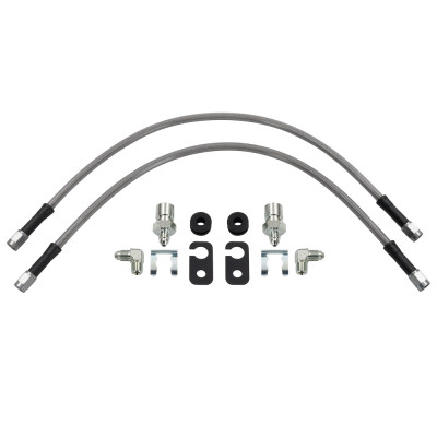 Wilwood flexline kit 18IN OAL M12X1.0 IF 90 deg 1/8-27 NPT -3 W/FLAT bracket - 220-17465 Photo - Primary