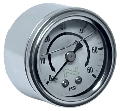 NAMZ NOS White Oil Pressure Gauge W/Chrome Cup/Liquid Filled 60-psi Gauge W/Male 1/8in Pipe-Thread - NOPG-WCC User 1