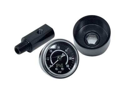 NAMZ HD Twin Cam/M8 NOS Blk Oil Pressure Gauge Kt Wht Face/Liquid Filled/Billet Aluminum Cup/Blk - NOPGK-BW User 1