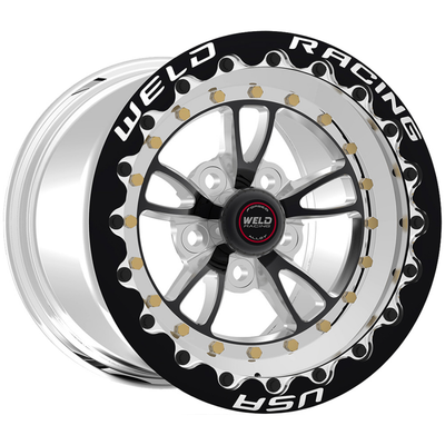 Weld Full Throttle Beadlock 15x10/5x4.5/3.5 BS/3.18 HB-Black Cntr-Polished Shell-Black SBL MT Wheel - 793B510206F Photo - Primary