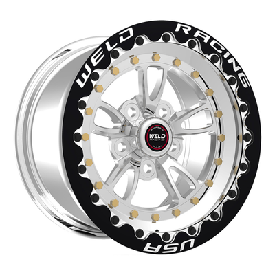 Weld Full Throttle Beadlock 15x10/5x120/7.5 BS/3.18 HB-Polished Cntr-Pol. Shell-Black SBL MT Wheel - 793P510264F Photo - Primary