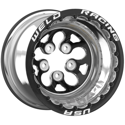 Weld Alpha-1 15x10 / 5x4.5 / 3 BS / 3.18 HB - Gloss Black Center - Gloss Black Shell - DBL MT Wheel - 83B510B206MB Photo - Primary