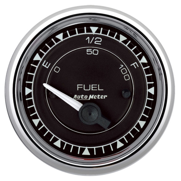 AutoMeter Chrono 2-1/16in 0E 0-90 Ohm Electric Fuel Level Gauge - Chrome - 9714 Photo - Primary