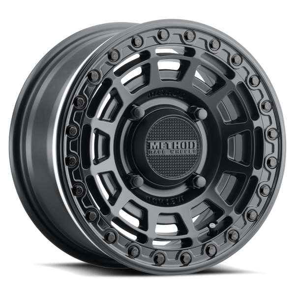Method MR415 Beadlock 15x7 / 5+2/38mm Offset / 4x136 / 106mm CB Matte Black Wheel - Gloss Black Ring - MR415570471052B Photo - Primary
