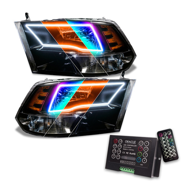 Oracle Lighting 09-18 RAM 1500 Sport ColorSHIFT Halo Headlights - Blk Housing w/2.0 Controller - 8906-333 Photo - Primary