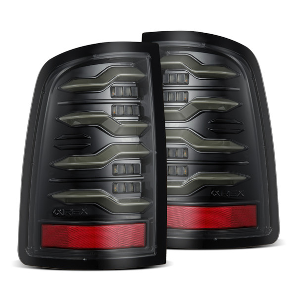 AlphaRex 09-18 Dodge Ram Luxx-Series LED Tail Lights Alpha-Black w/ Activation Light & Seq. Signal - 640003 Photo - Primary