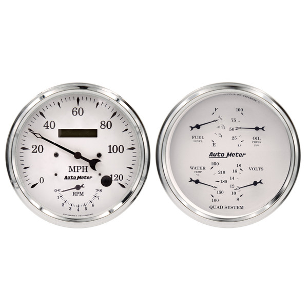 Auto Meter Old Tyme White Quad & Tach/Speedo 5in. - 2 Pc. - 1652 Photo - Primary