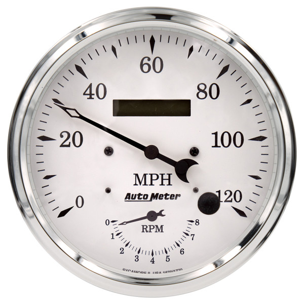 Auto Meter Old Tyme White Tach/Speedo 5in. - 120mph & 8k RPM - 1670 Photo - Primary
