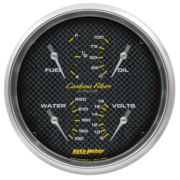 Autometer Carbon Fiber Quad Gauge 5in. 240Ohm (E) - 33Ohm (F) Electric - 4810 Photo - Primary
