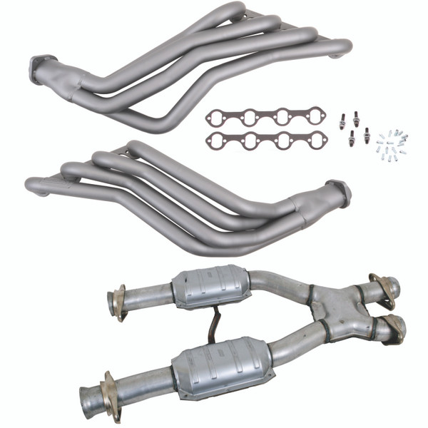BBK 79-93 Ford Mustang 5.0L 1-3/4 Long Tube Headers w/High Flow Catted X-Pipe (Ti Ceramic) - 15942 Photo - Primary