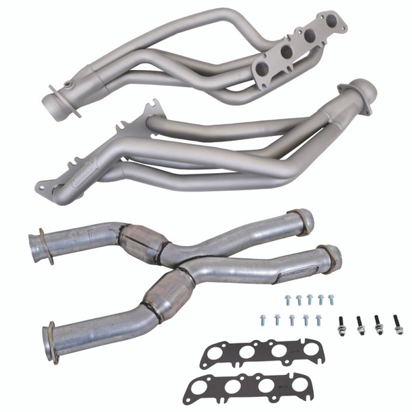 BBK 86-04 Ford Mustang Coyote Swap 1-3/4in Long Tube Headers w/High Flow Catted X-Pipe (Ti Ceramic) - 16342 Photo - Primary
