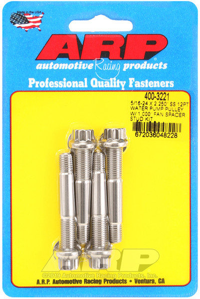 ARP 5/16-24 x 2.250 SS 12pt Water Pump Pulley w/1.000in Fan Spacer Stud Kit - 400-3221 Photo - Primary