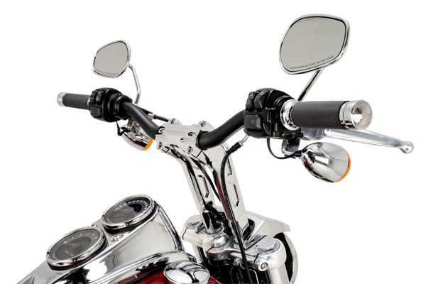 Performance Machine Phatbar H-Bar Assy, 9in Riser, 1-1/4in Bar, Int Wire, Gauge Mnt - Chrome - 0208-2195M-CH User 1