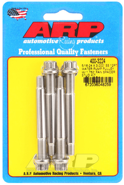 ARP 5/16-24 X 3.000 SS 12pt water pump pulley w/ 1.750in fan spacer stud kit - 400-3224 Photo - Primary