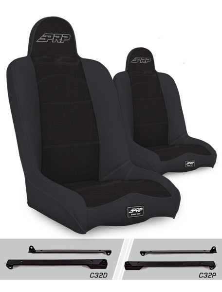 PRP Daily Driver High Back Suspension Seats Kit for Jeep Wrangler CJ7/YJ (Pair) - Black - A140110-C32-50 Photo - Primary