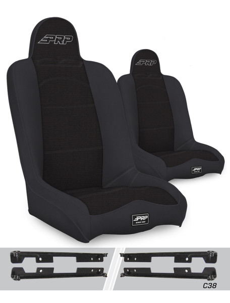 PRP Jeep Wrangler JK/JKU Daily Driver High Back Suspension Seats Kit (Pair) - Black - A140110-C38-50 Photo - Primary