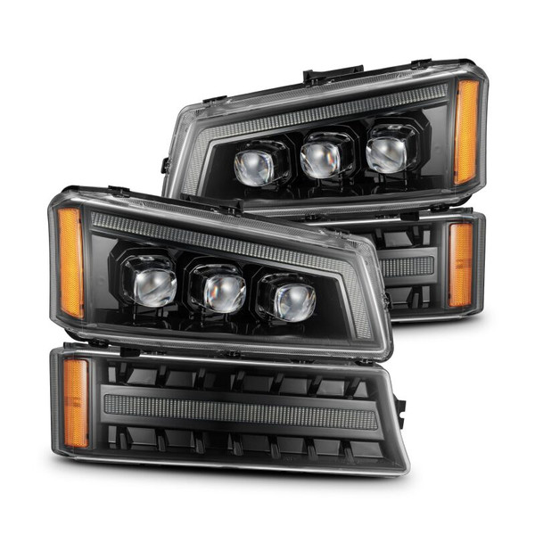 AlphaRex 03-06 Chevy Silverado 1500/2500HD/3500HD/Avalanche Alpha-Black NOVA LED Proj Headlights - 880254 Photo - Primary