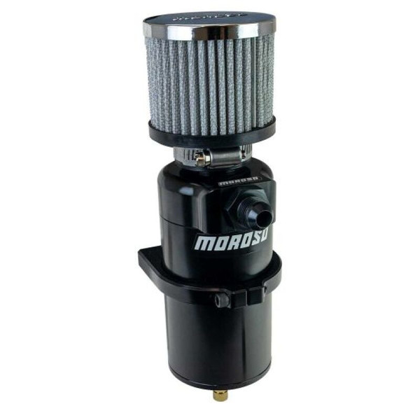 Moroso Single Inlet -8AN Billet Breather Tank Catch Can - Black - 85410 User 1