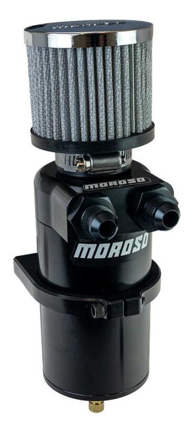 Moroso Dual Inlet -8AN Billet Breather Tank Catch Can - Black - 85414 User 1