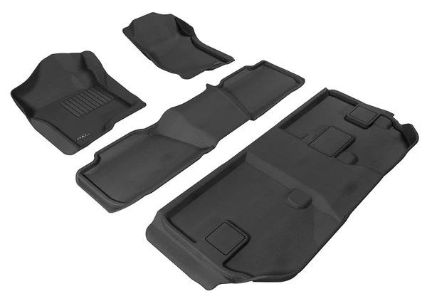 3D MAXpider 2007-2014 Chevrolet Suburban Kagu 1st & 2nd & 3rd Row Floormats - Black - L1CH04601509 Photo - Primary