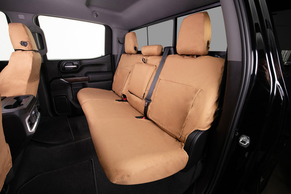 Covercraft 21-24 Ford Bronco Polycotton SeatSaver Custom Front Row Seat Covers - Tan - SS2569PCTN Photo - out of package
